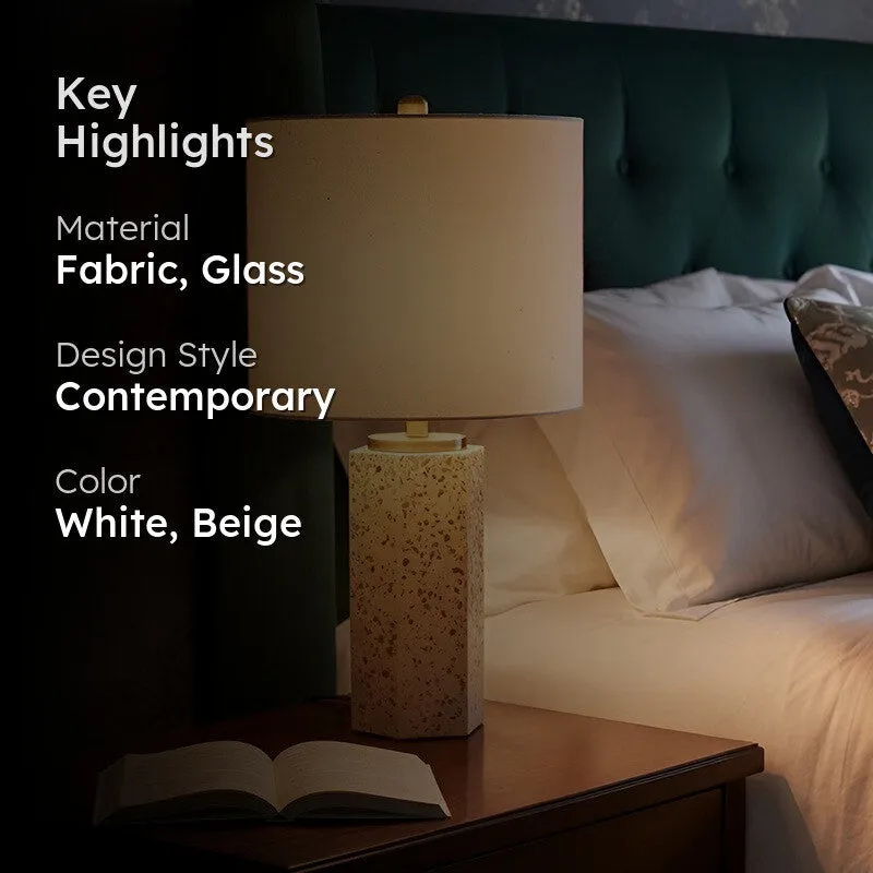 AarviDecor Kensington Designer Fabric Table Lamp - White media 2
