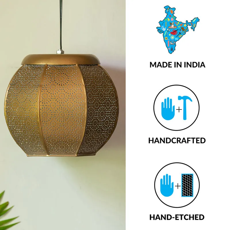 Moorish Halo Hand-Etched Iron Ceiling Lamp media 5
