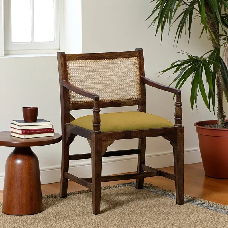 Stackon Rose Wood Accent Chair - Yellow media 1