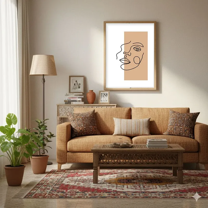 Bold Contours Canvas Wall Painting With Brown Frame media 4