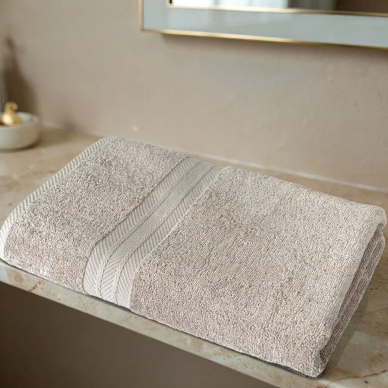 PlushAura Cotton Bath Towel (Beige) media 3