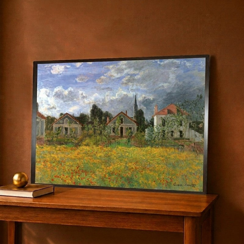 Houses in Countryside Canvas Wall Painting - 12 x 9 Inches