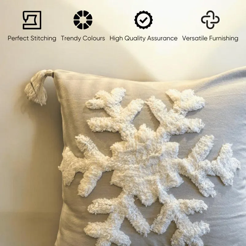 Winter's Lace Cotton Cushion Cover media 4