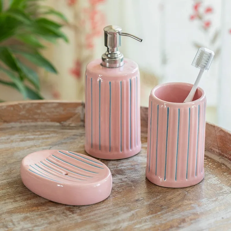 Blush Grove Ceramic Bathroom Set - Three Piece Set media 1