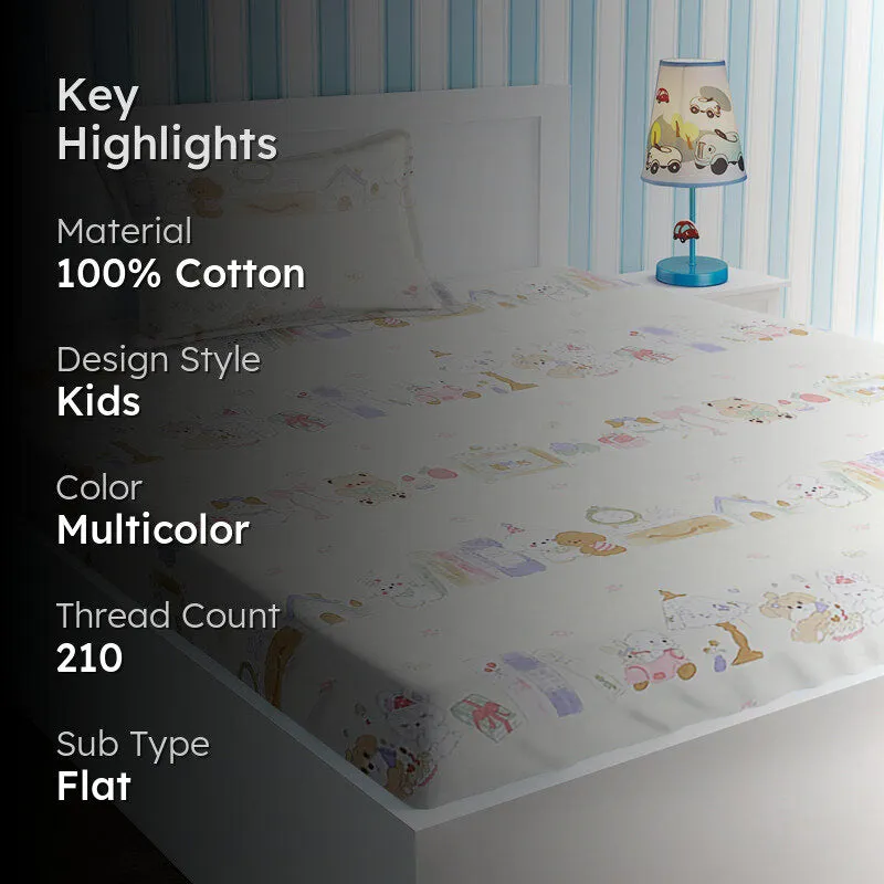 Pastel Pals Kids Cotton Bedsheet - 210 TC media 2