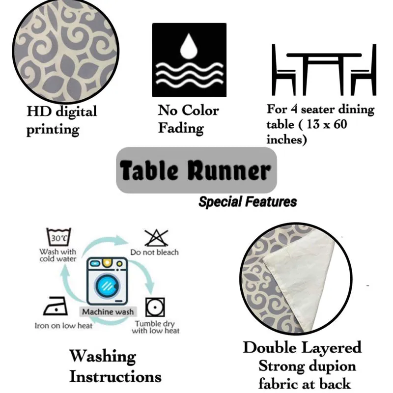 Ekat Poly Canvas Table Runner - Grey media 6