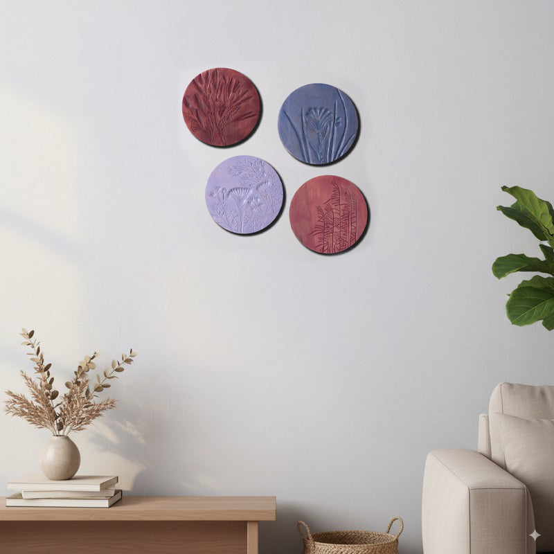 Rustic Charm Wooden Wall Plates - Set Of Four