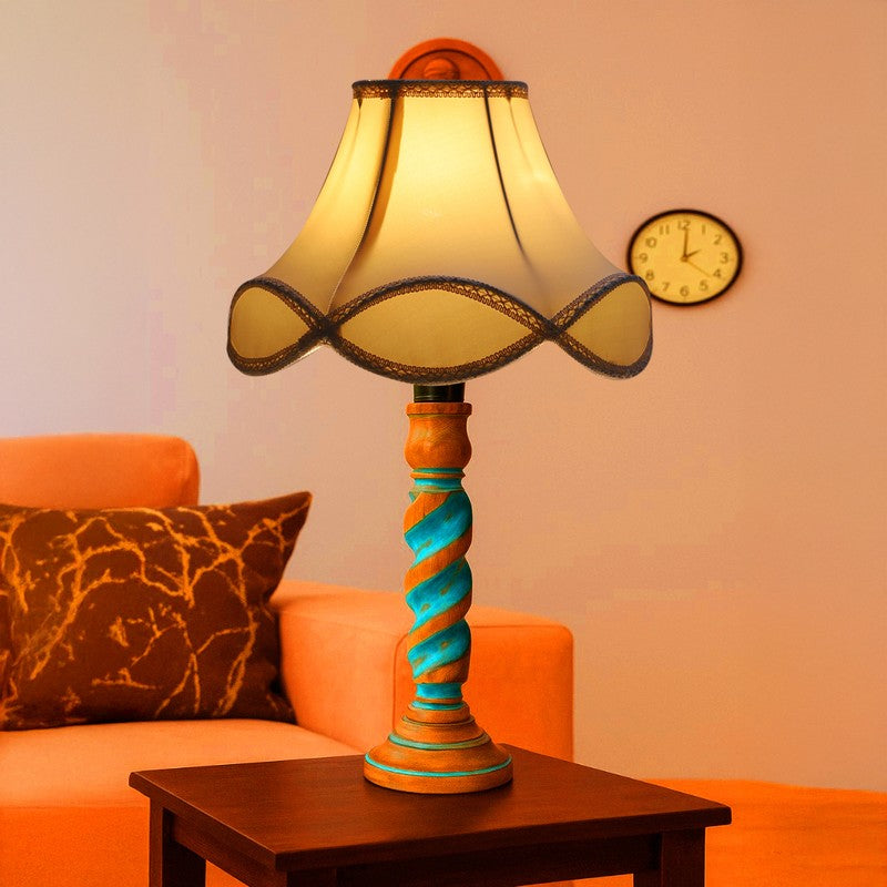 Elara Oria Wooden Table Lamp - OffWhite