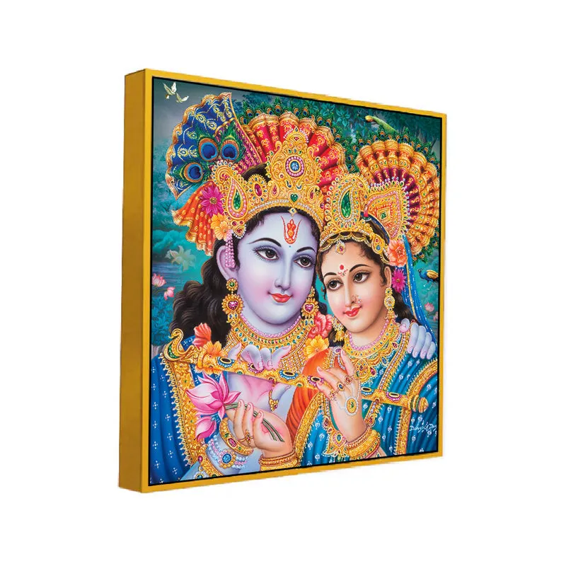 Vibrant Radhakrishna II Canvas Wall Art With Frame media 3