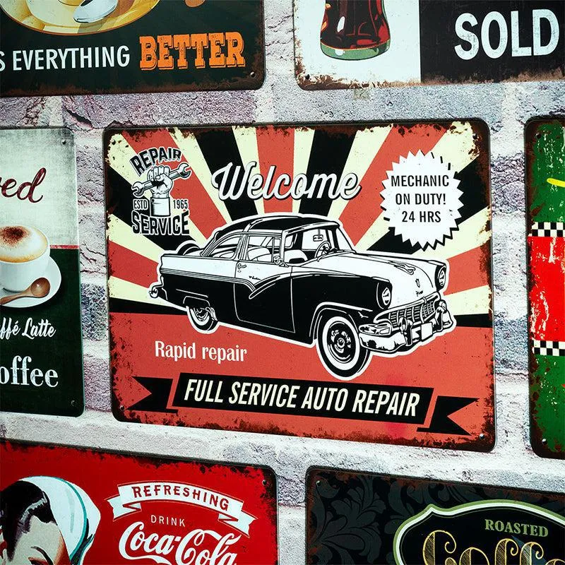 Rapid Repair Auto Service Retro Metal Wall Accent media 1
