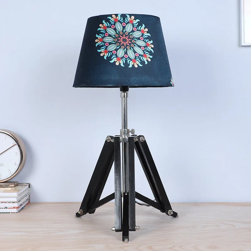 Toile Printed Tripod Mango Wood Table Lamp - Multicolor media 3