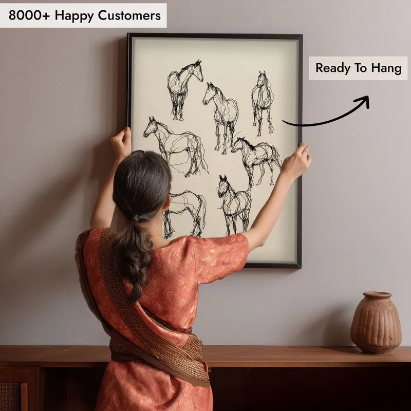 Contemporary Horse Wall Painting With Black Frame media 8