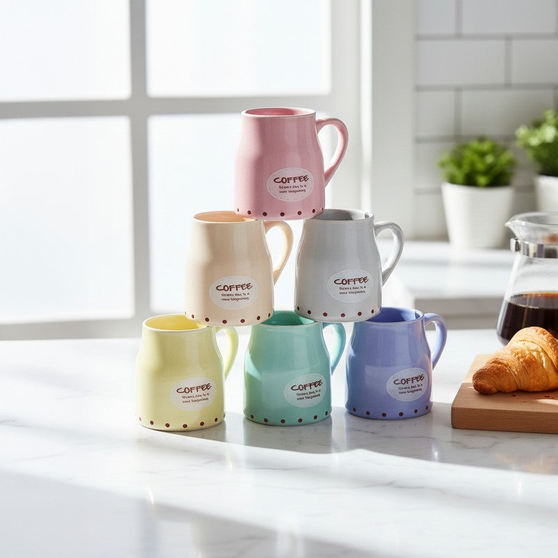 Ceramic Ceramic Coffee Mug (200 mL Each) - Set Of Six