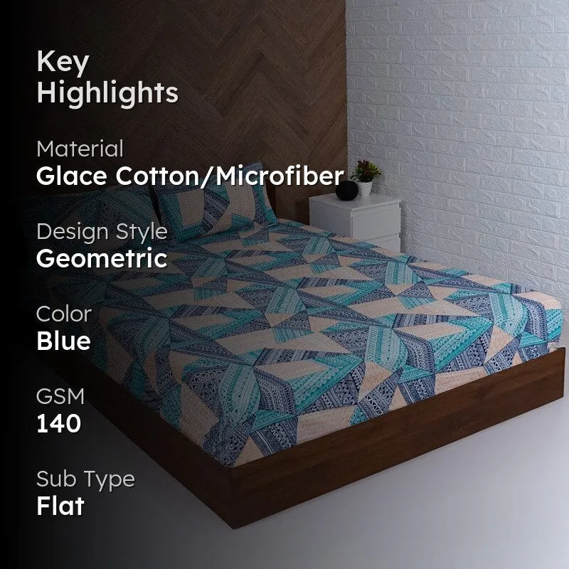 Multitriagle Geometric Microfiber Bedsheet - 140 GSM media 2