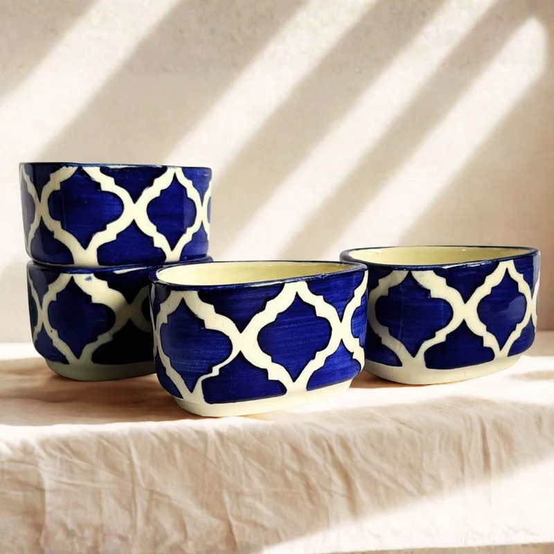 Servyx Ceramic Dip Bowls (Blue,White ,50 mL Each) - Set Of Four media 3