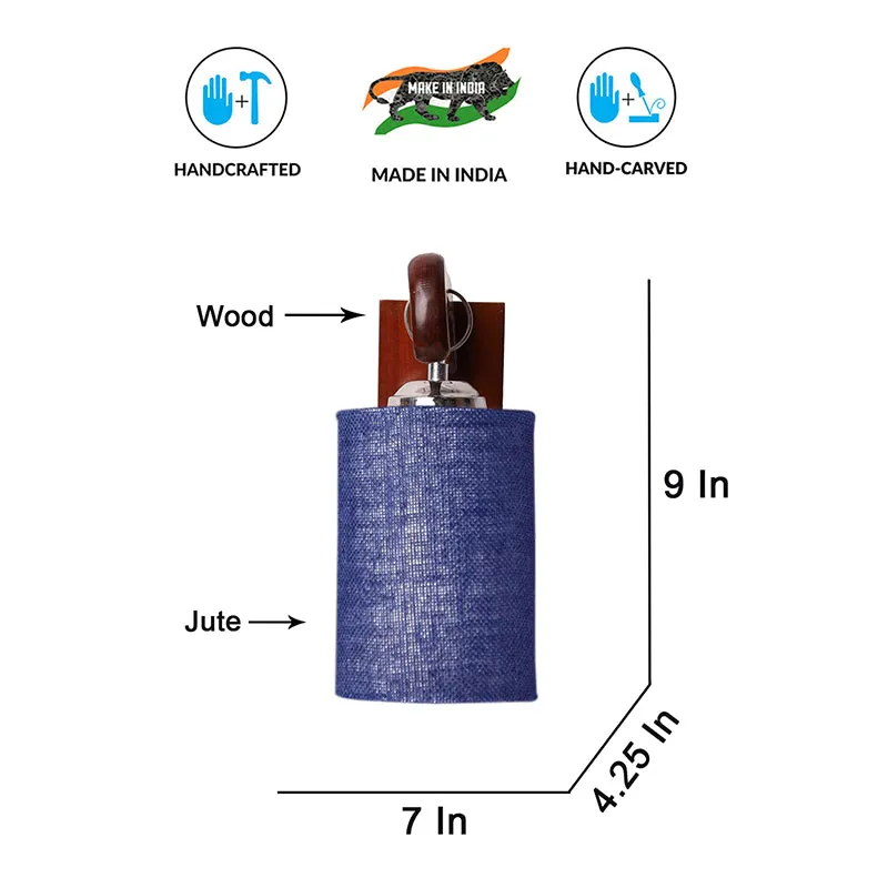 Klarion Jute & Wooden Wall Lamp - Blue media 6
