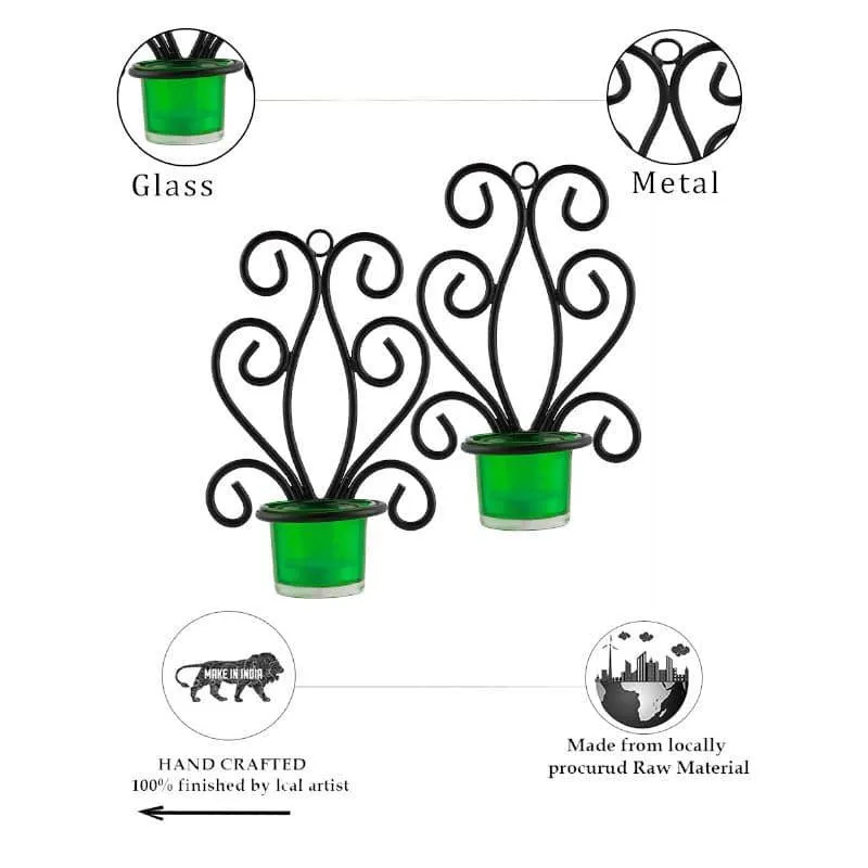 Antique Sconce Candle Holder (Green) - Set Of Two media 5
