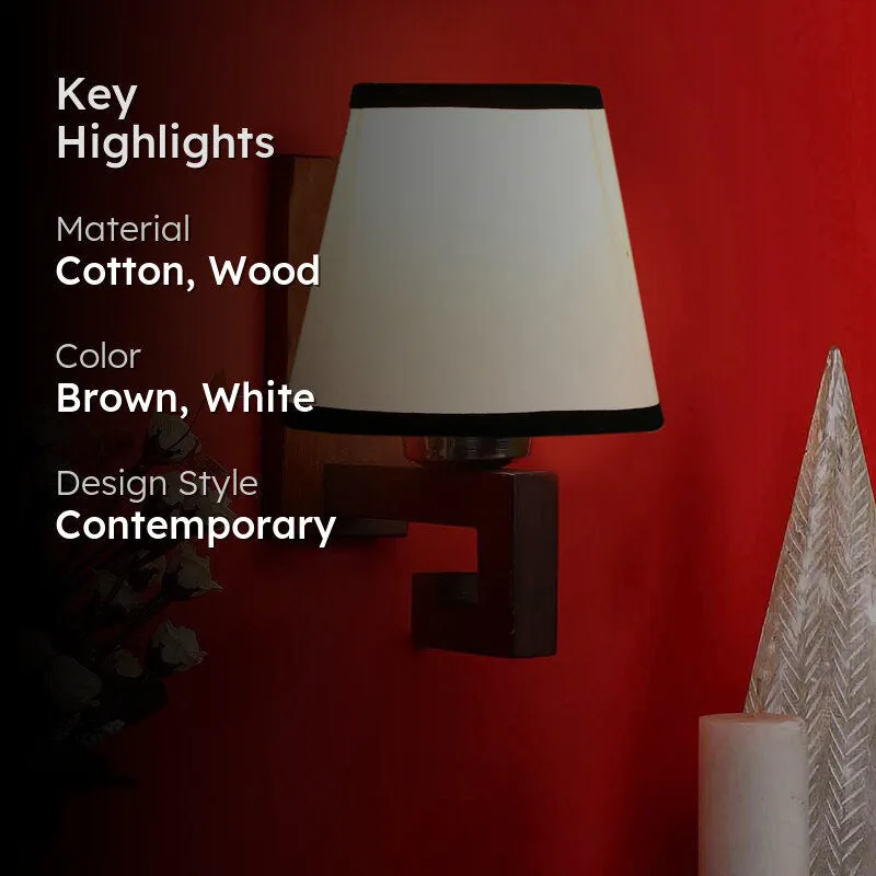 Blanc Conical Wooden Wall Lamp media 2