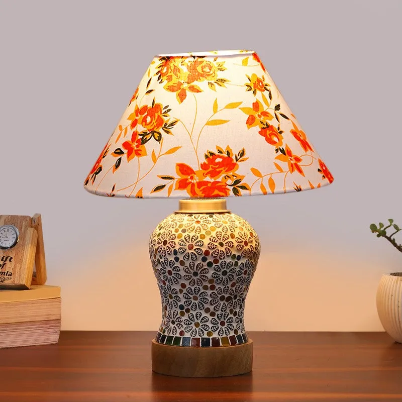 Santora Fleur Cone Wooden Table Lamp - Orange media 3