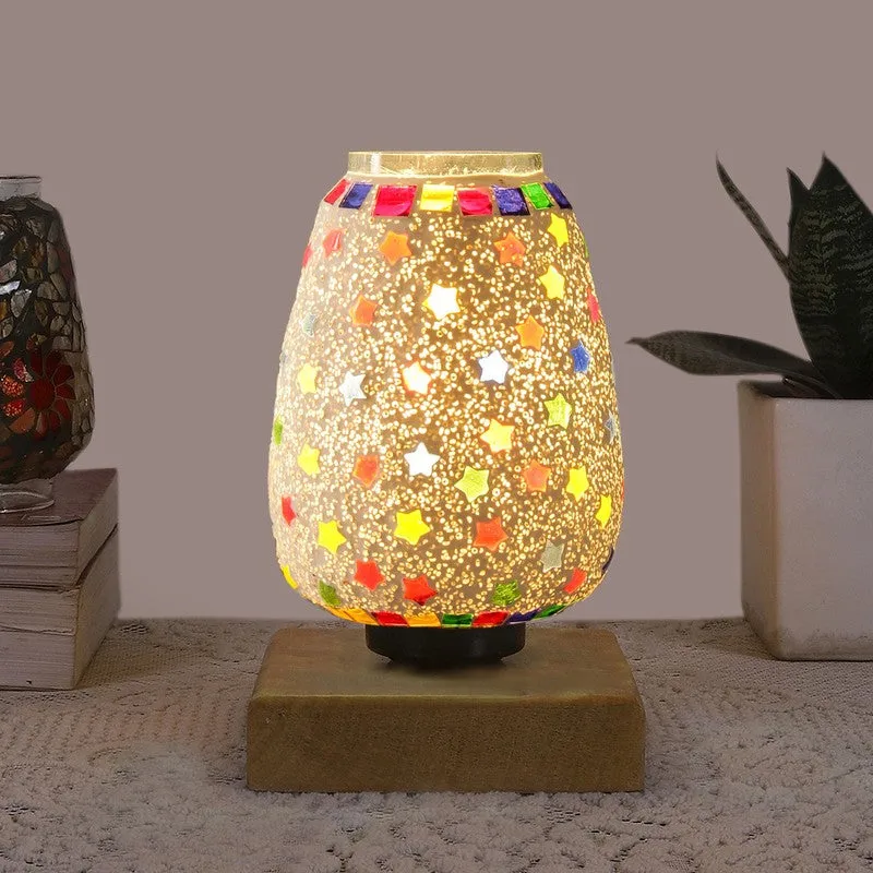 Velora Glass Table Lamp With Wooden Base - Multicolor media 3