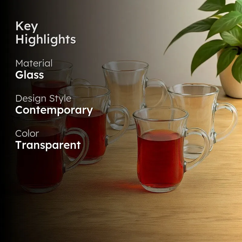 Pasabahce Glass Tea Cup (140 mL Each) - Set of Six media 2