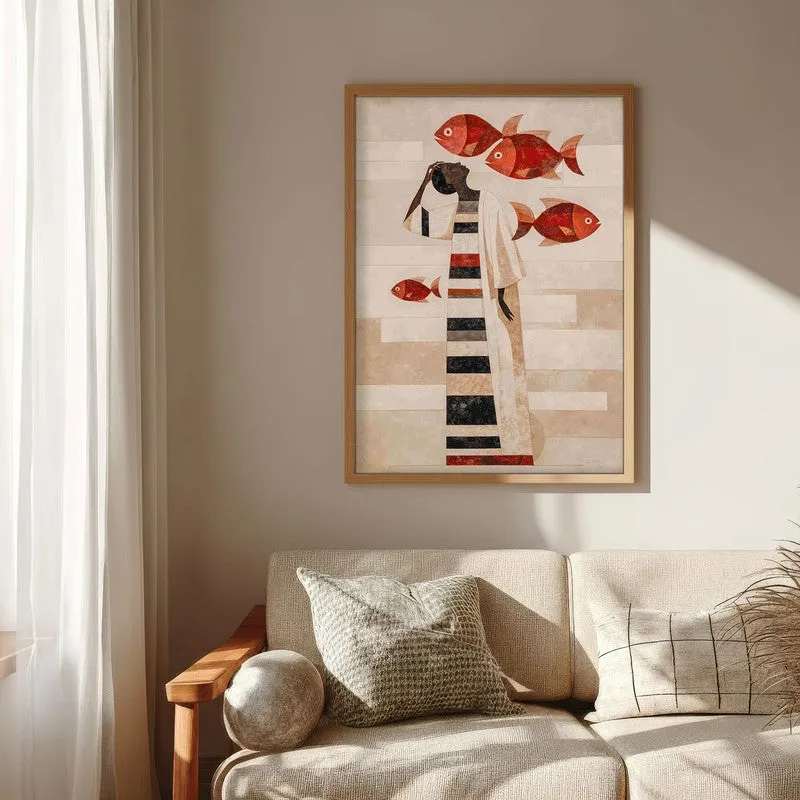 Aqua Nomad Canvas Wall Painting - Brown Frame media 6