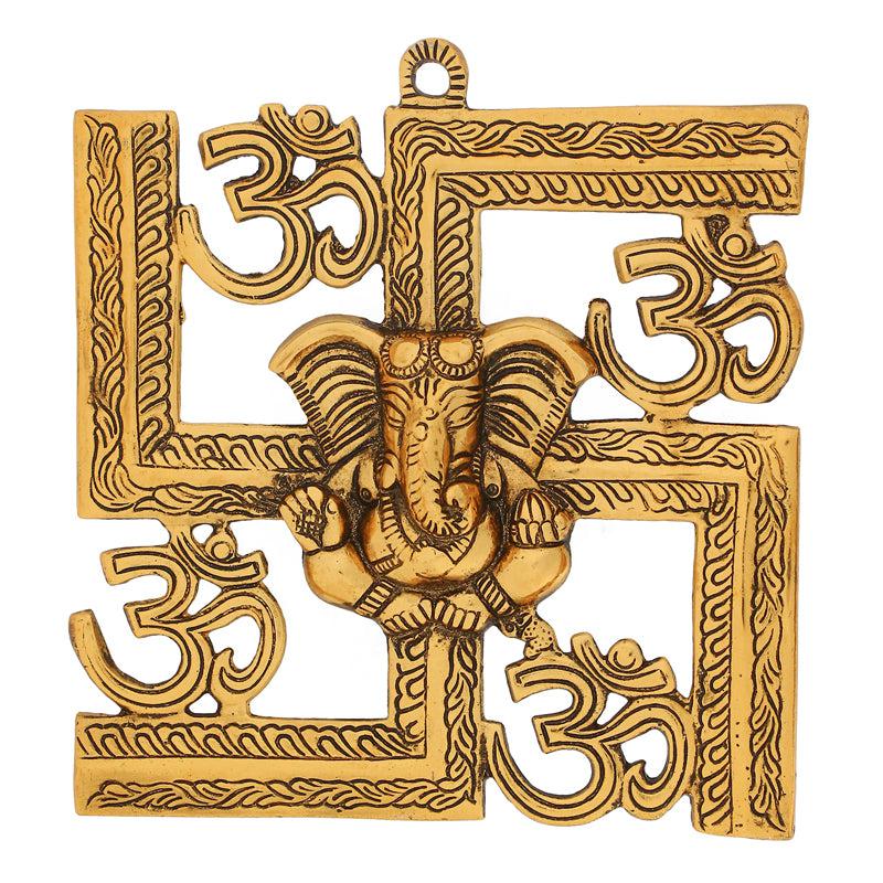 Swastika Om Ganesha Religious Metal Wall Accent media 3