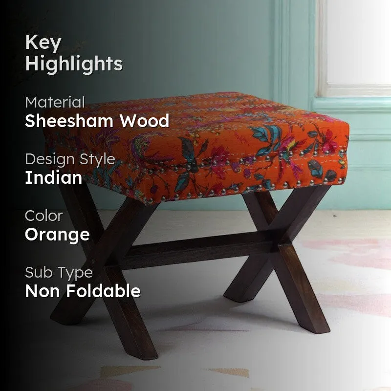 Jirox Sheesham Wooden Bench - Orange media 2