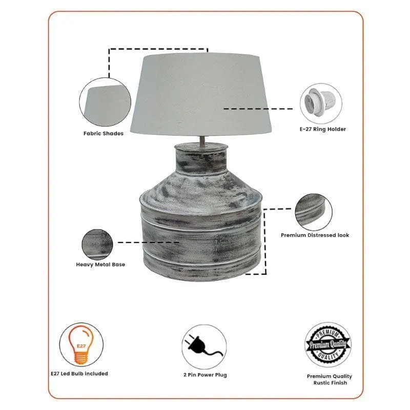 Cannister Fabric Table Lamp - White media 6