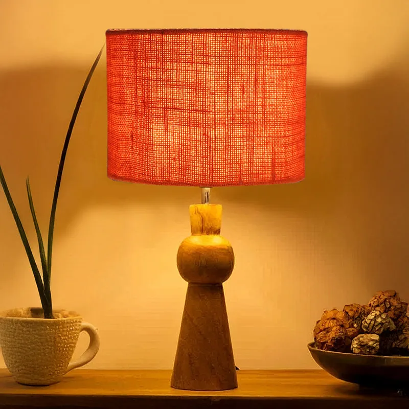 Angler Jute Wooden Table Lamp - Orange,Brown media 1