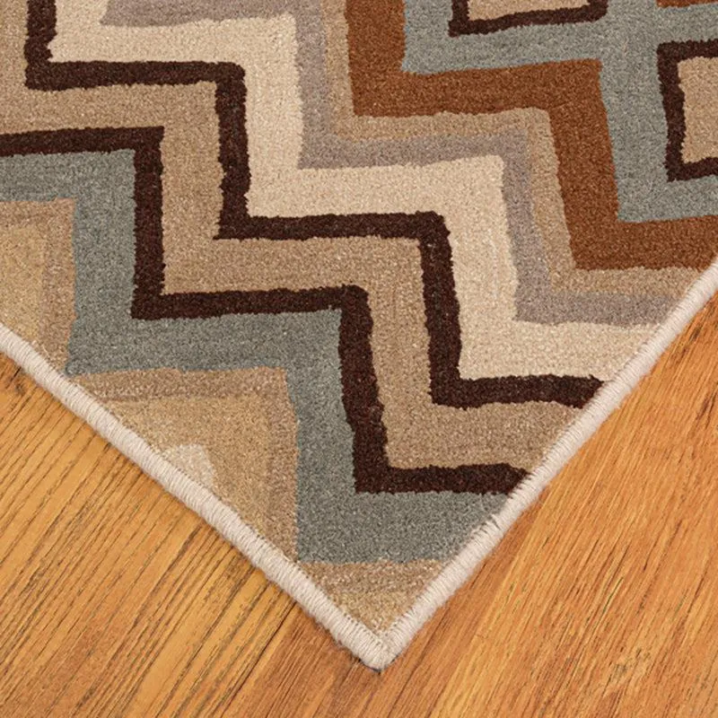 Shelob Geometric Wool & Nylon Carpet - Beige & Green media 7