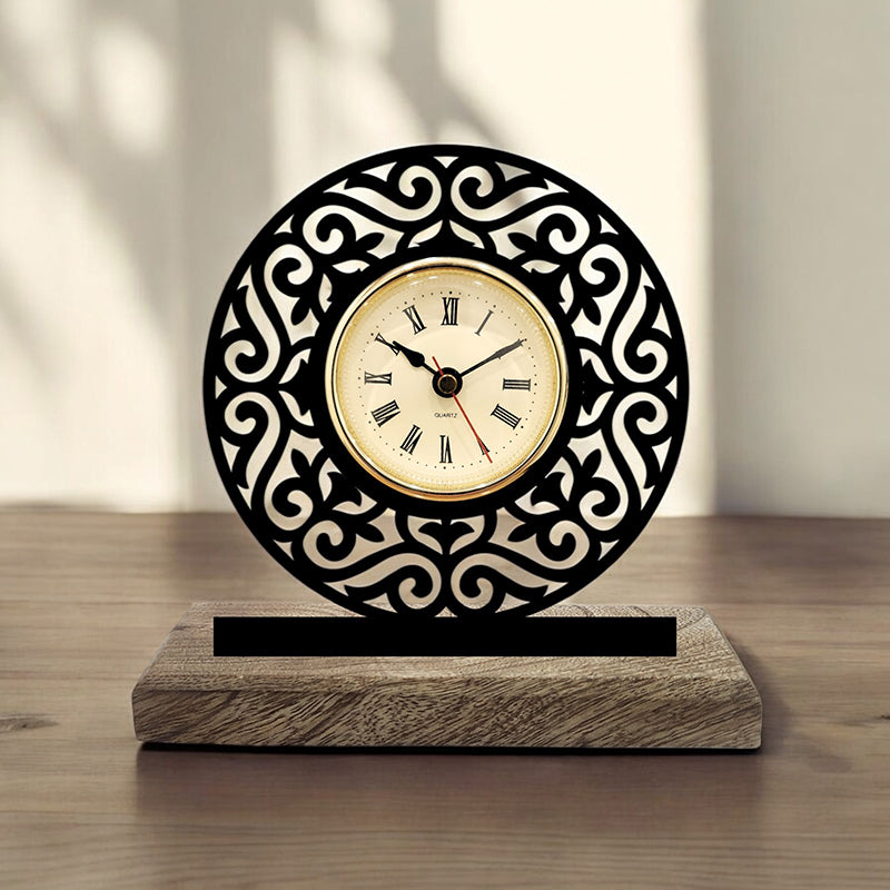 Mandala Curves Analog Table Clock
