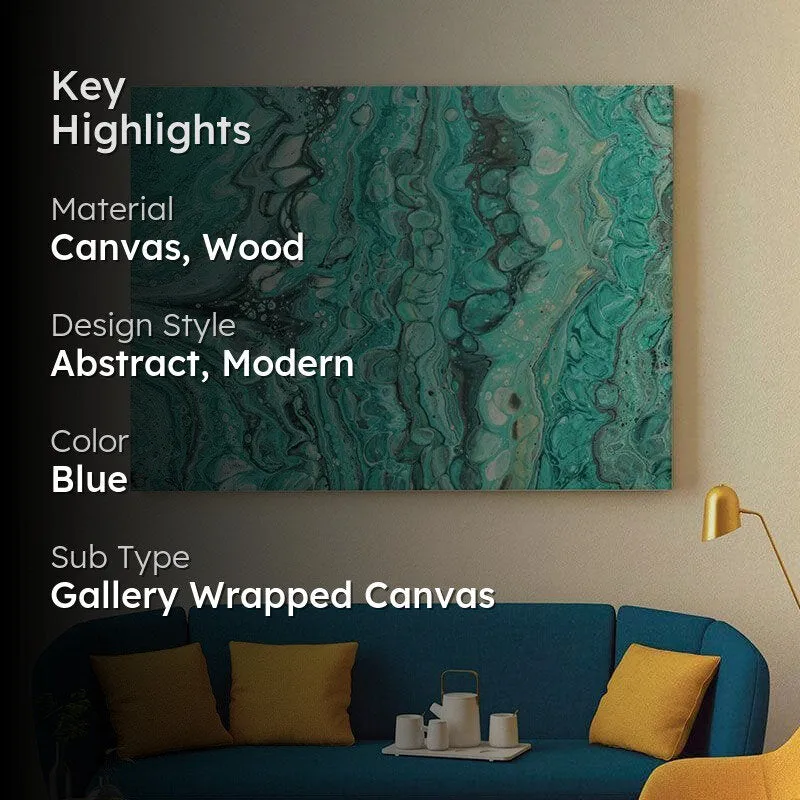 Turquoise Fluid Canvas Wall Painting - Gallery Wrap media 2