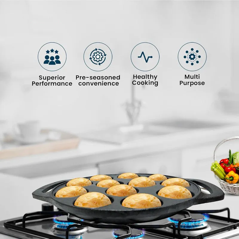Solara Brewora Round Cast Iron Paniyaram Pan media 10