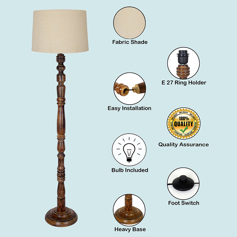 Elfin Curve Wooden Floor Lamp - Beige media 5
