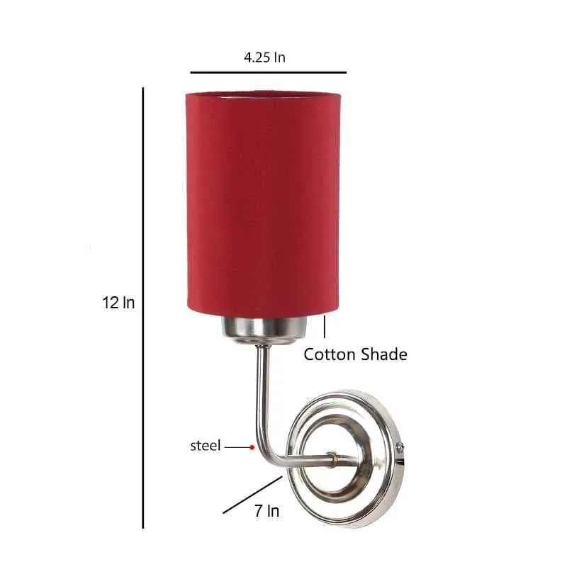 Biyox Cylindrical Fabric Wall Lamp - Red media 7