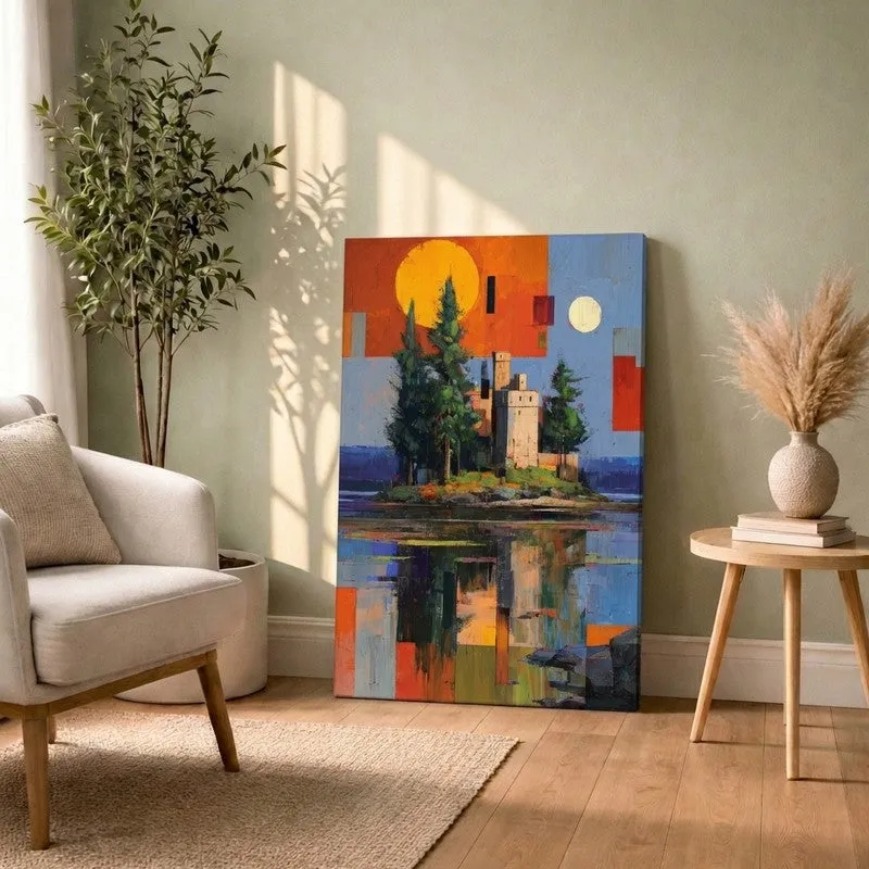 Sunset Island Castle Canvas Wall Art media 1