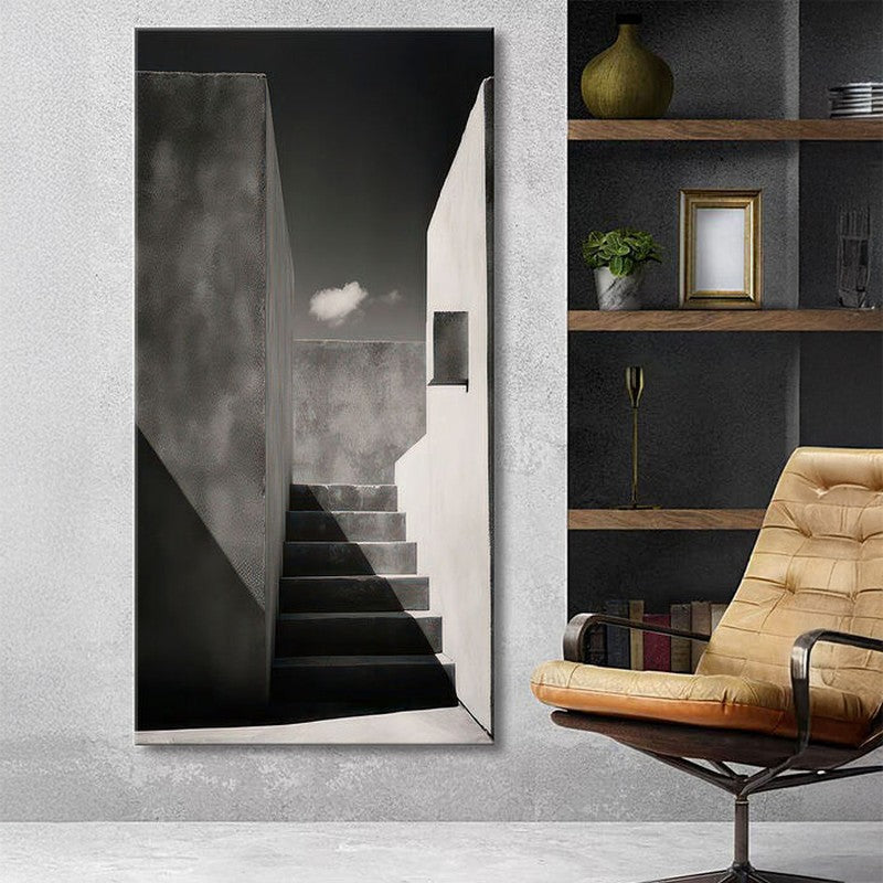 Monochrome Stairway Wall Painting