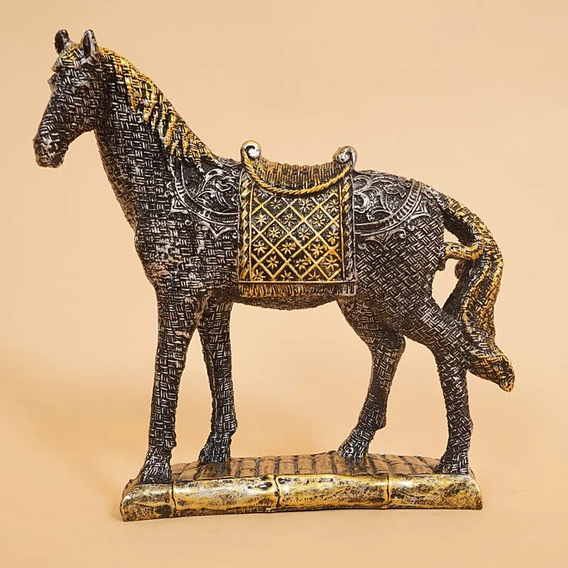 Royal Golden Saddle Horse Statue media 4