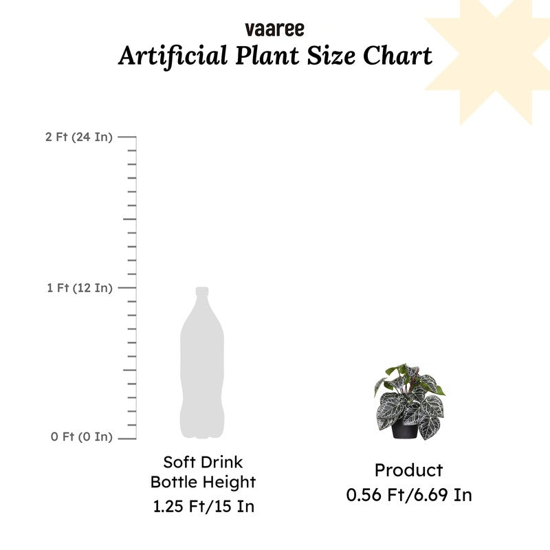 Artificial Philodendron Plant With Black Fiber Pot (Silver) - 0.6 Feet media 8