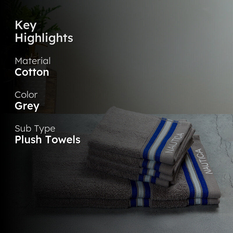 Nautica Dove Down Cotton Towel Set (Grey) - Set Of Six media 2