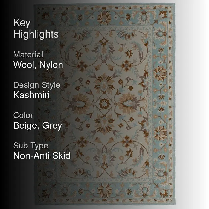 Sekhmet Hand Tufted Ethnic Wool & Nylon Carpet - Mint Green media 2