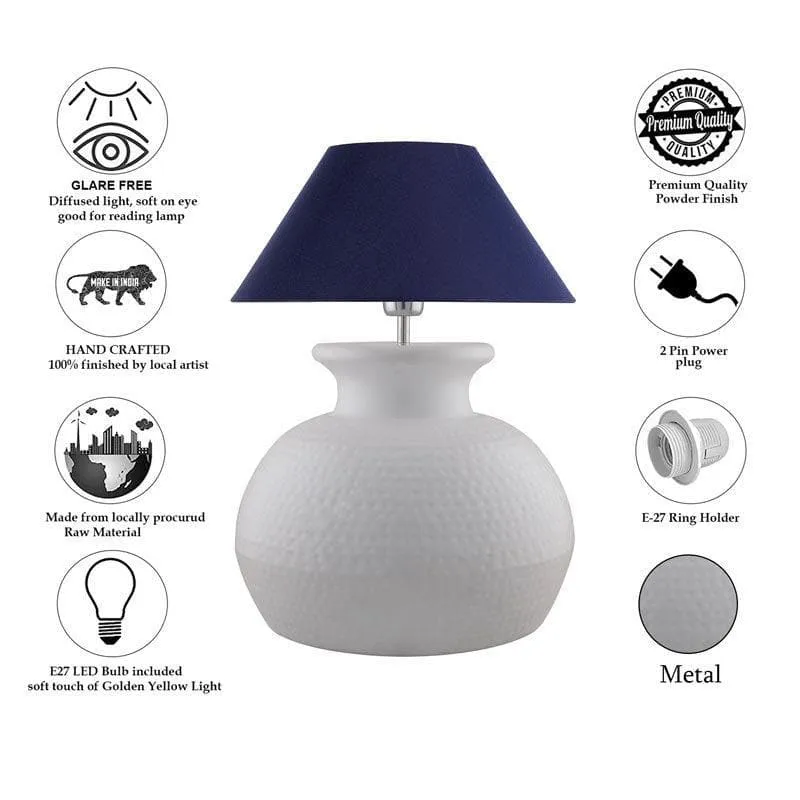Gleam Quest Fabric Table Lamp - White,Blue media 6