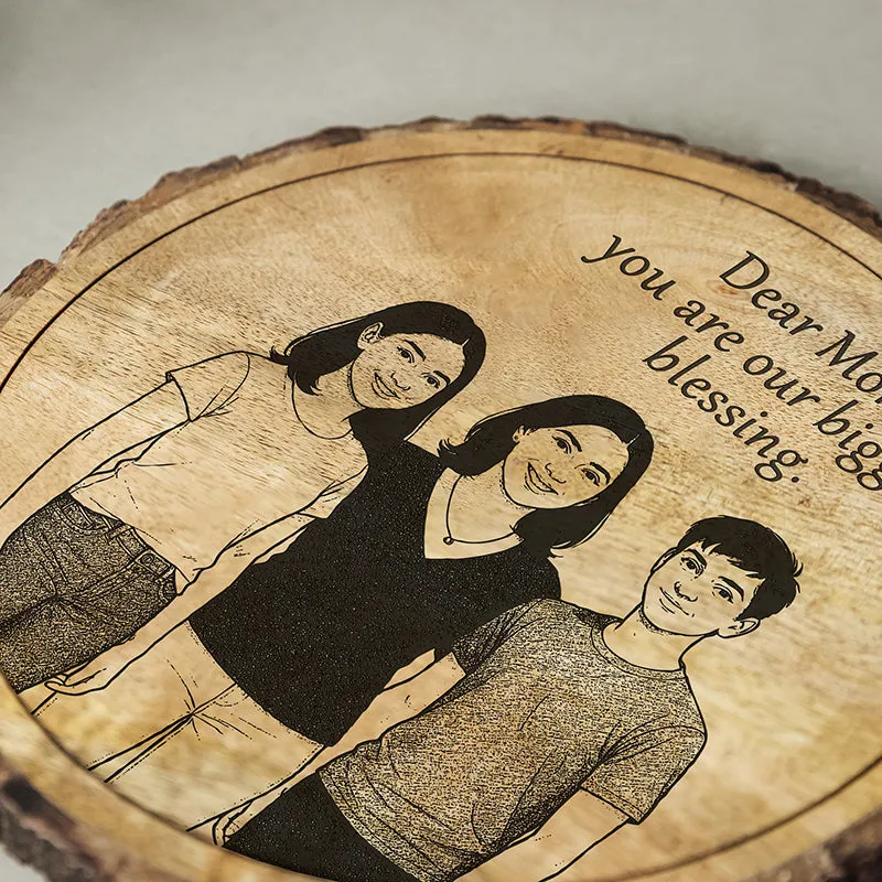 Mom: Our Biggest Blessing Wood Showpiece - Round media 4
