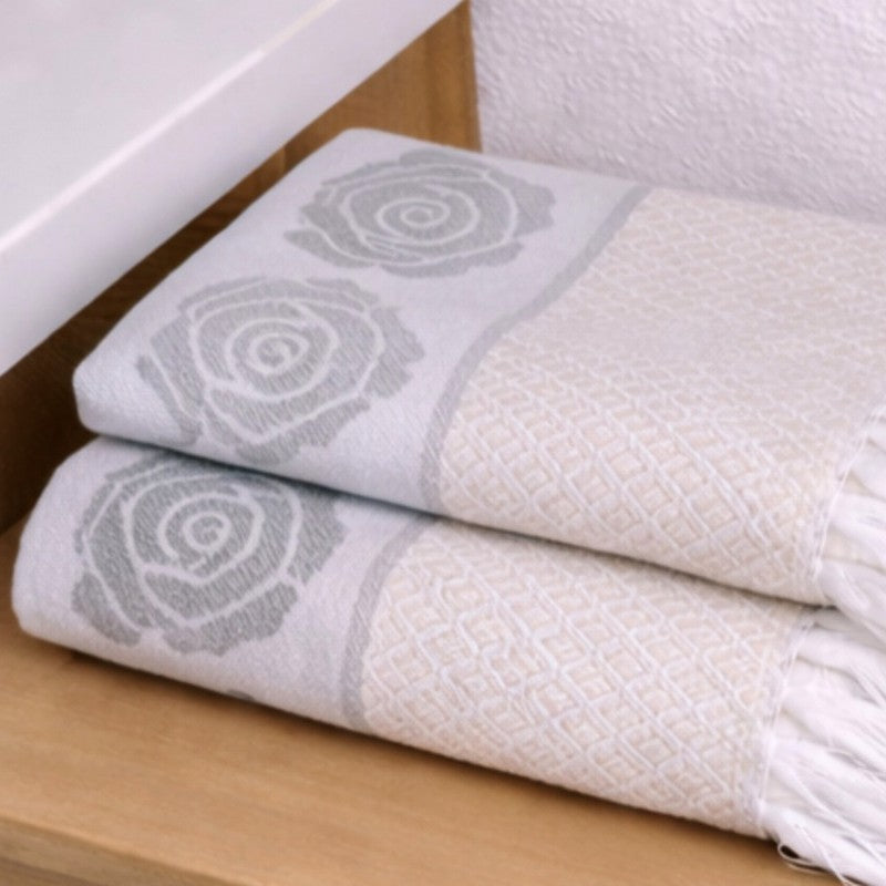 Rosette Cotton Hand Towel (Grey) - Set Of Four media 5