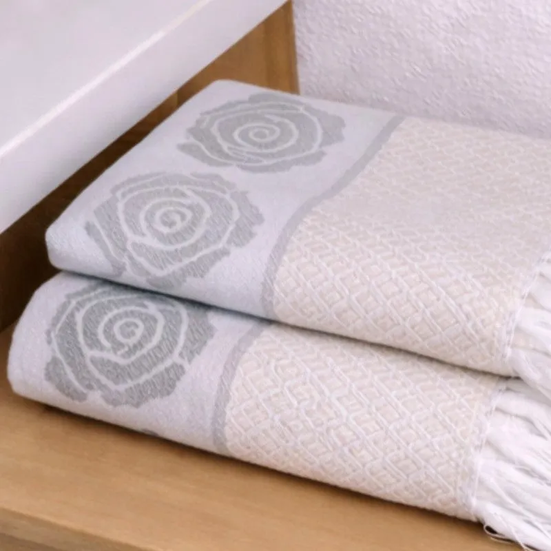Rosette Cotton Hand Towel (Grey) - Set Of Four media 5
