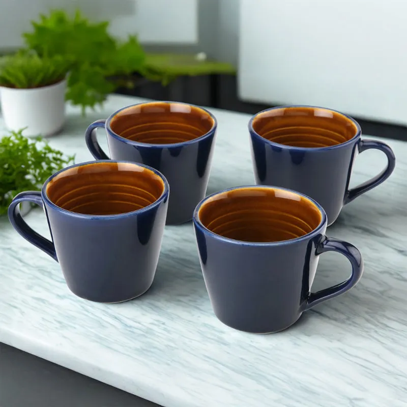 Karvaa Ceramic Tea Cup (175 mL Each)/Royal Blue)- Set of Four media 1