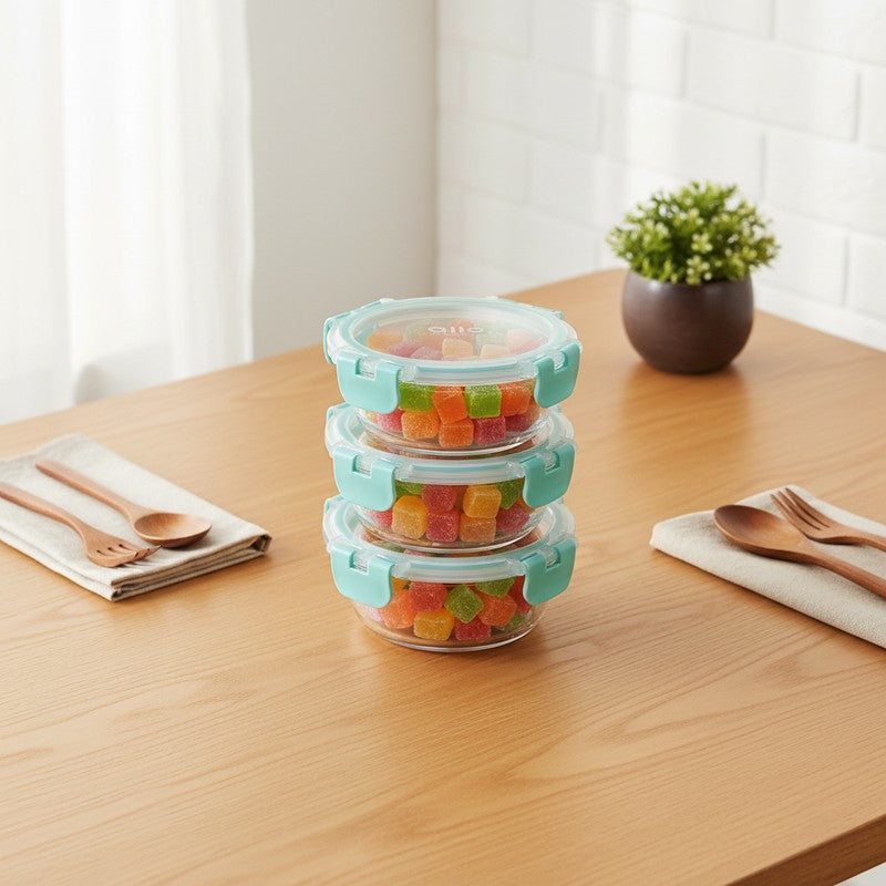 Packor Leak Proof Glass Lunch Box (215 mL Each) - Set Of Three media 3