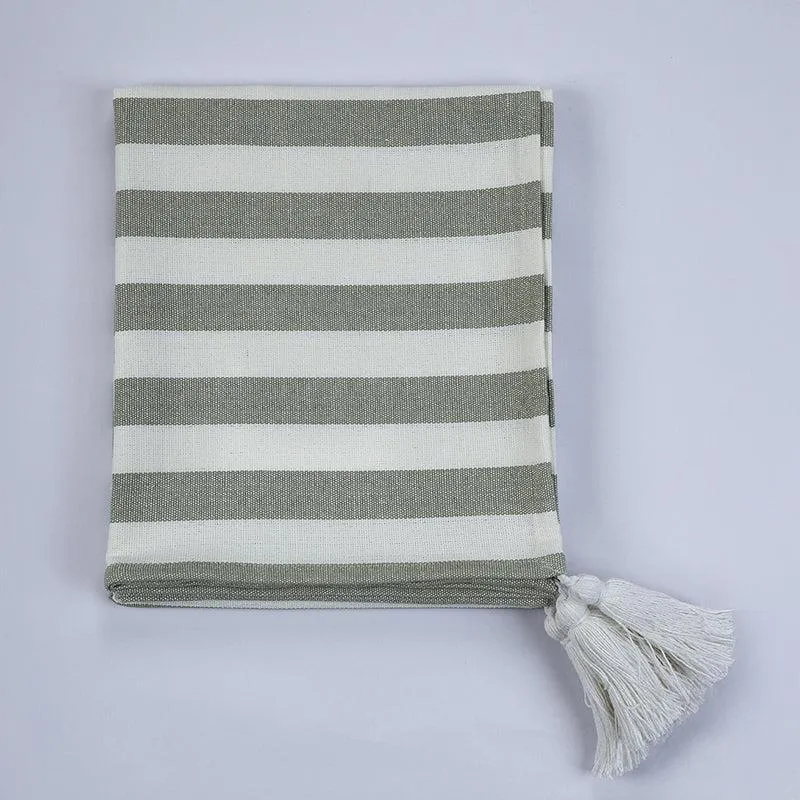 Driftwood Weave Striped Cotton Throw - Brown media 3