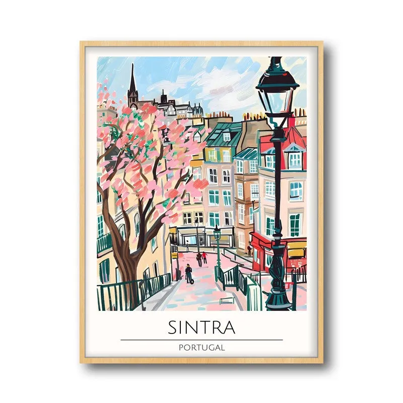 Vintage Sintra Framed Canvas Archival Canvas Wall Painting - Natural Brown Frame media 5